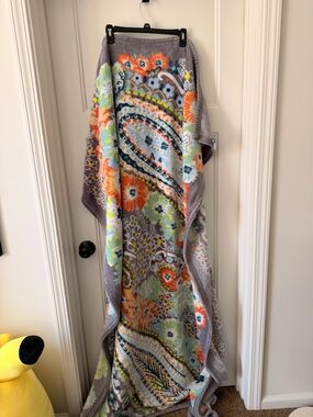 Vera Bradley Blue and Orange Floral Blanket